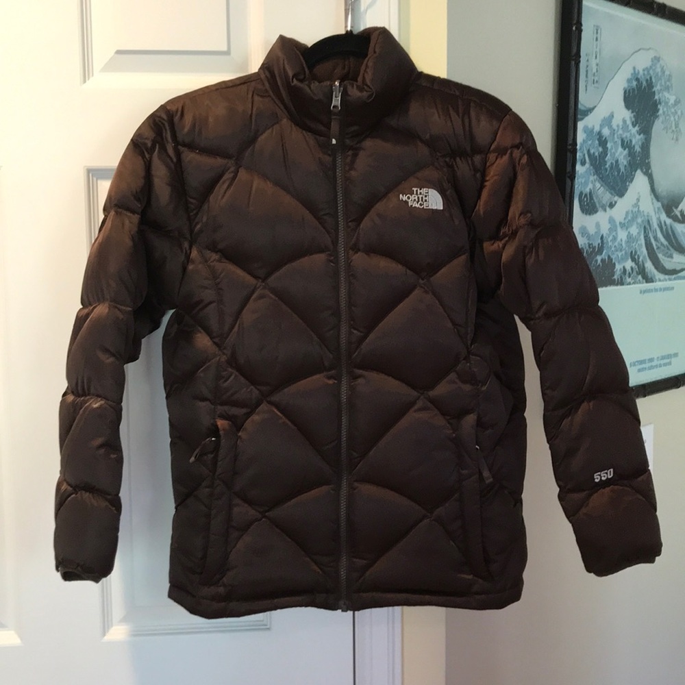 Brown North Face puffer
